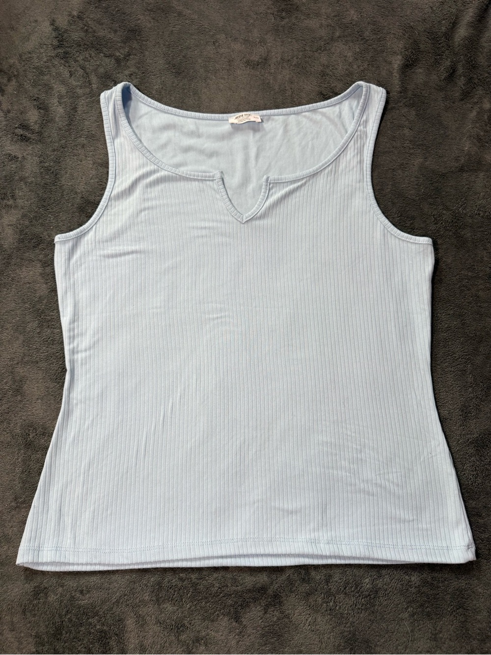 Ardene Light Blue Ribbed V-Notch Tank Top